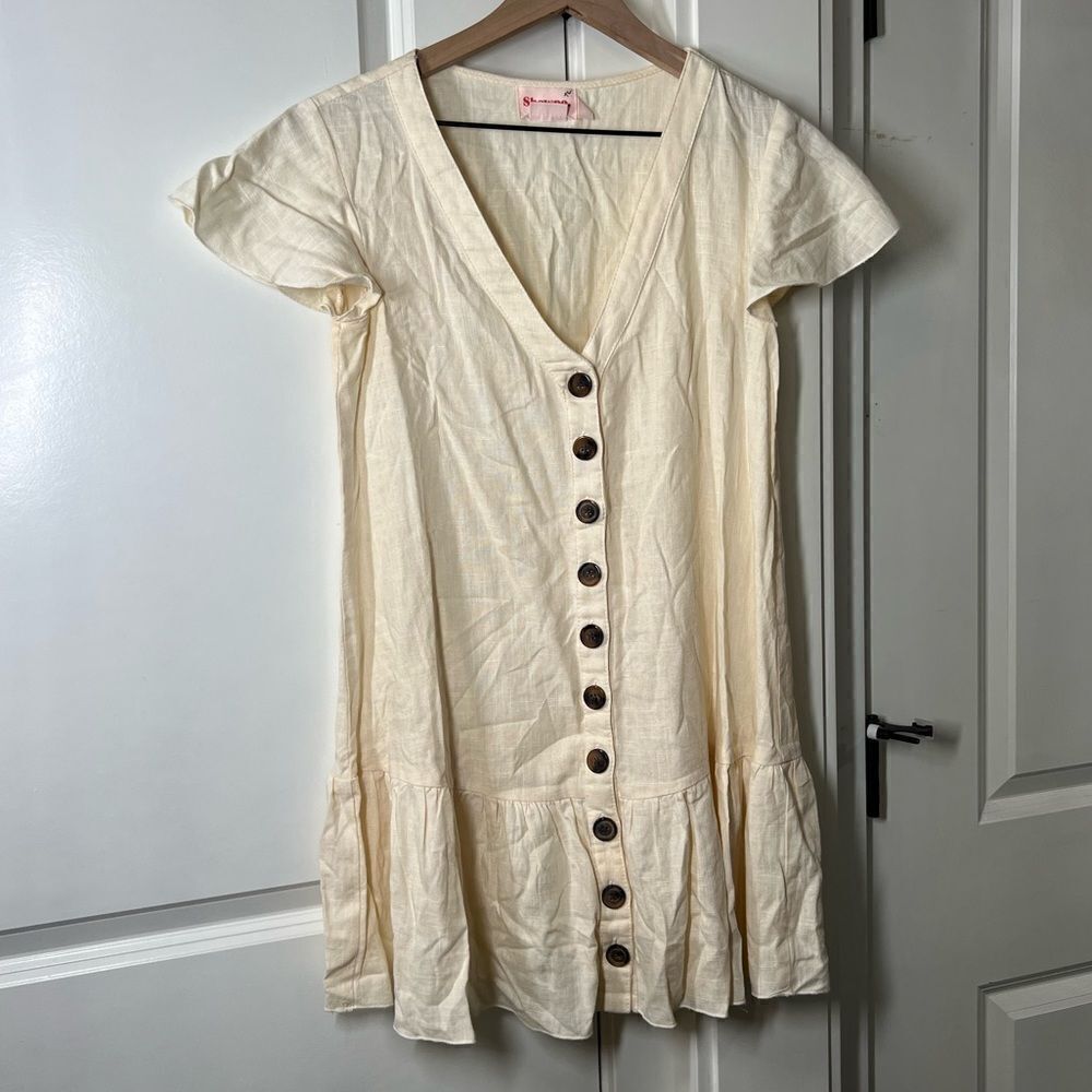 Showpo women’s dress cream off white size 2 women’s button up i266